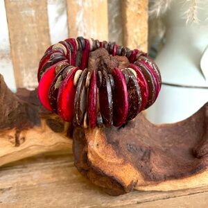 Beautiful Wooden BEADS HESHI CUFF BRACELET. One size fits most !